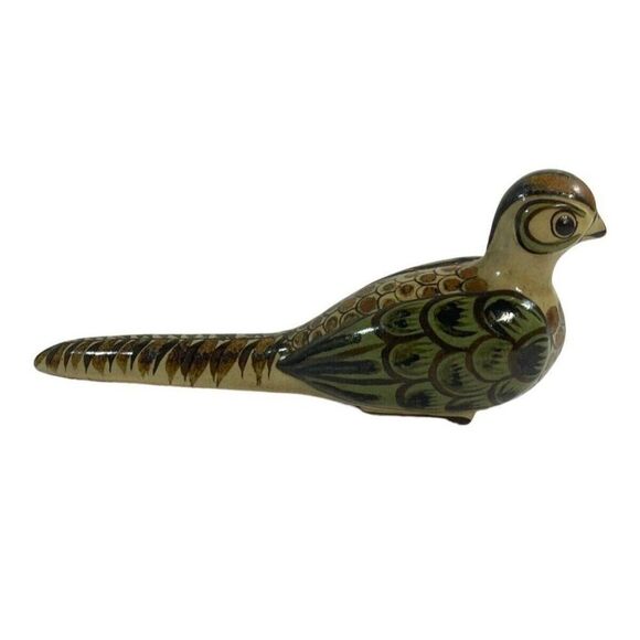 Carlos Villanueva Tonala Bird Pottery Long Tailed Pheasant Mexico Vintage Large - Picture 3 of 9
